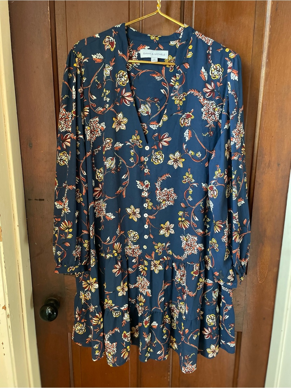 Emma & Michele women's 2X thin blue floral tunic top